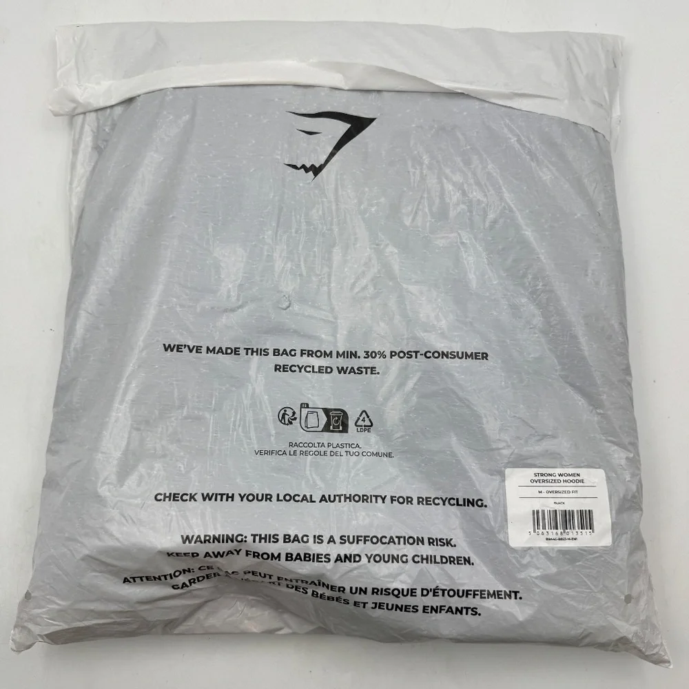 NEW Gymshark Strong Woman Oversized Hoodie Black - Picture 4 of 6